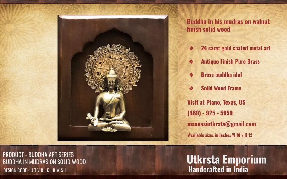 BUDDHA IN MUDRAS ON WALNUT SOLID WOOD (BWS1)