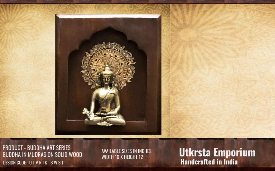 BUDDHA IN MUDRAS ON WALNUT SOLID WOOD (BWS1)