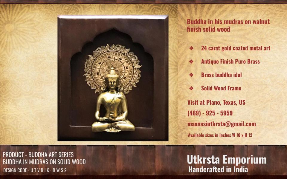 Buddha In Mudras on Walnut Solid Wood (BWS2)