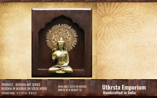 Buddha In Mudras on Walnut Solid Wood (BWS3)