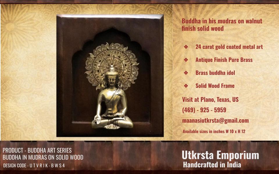 Buddha In Mudras on Walnut Solid Wood (BWS4)