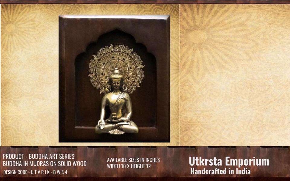 Buddha In Mudras on Walnut Solid Wood (BWS4)