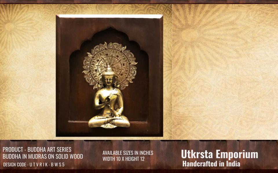 Buddha In Mudras on Walnut Solid Wood (BWS5)