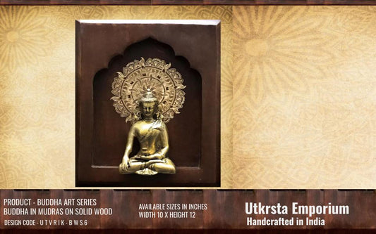 Buddha In Mudras on Walnut Solid Wood (BWS6)