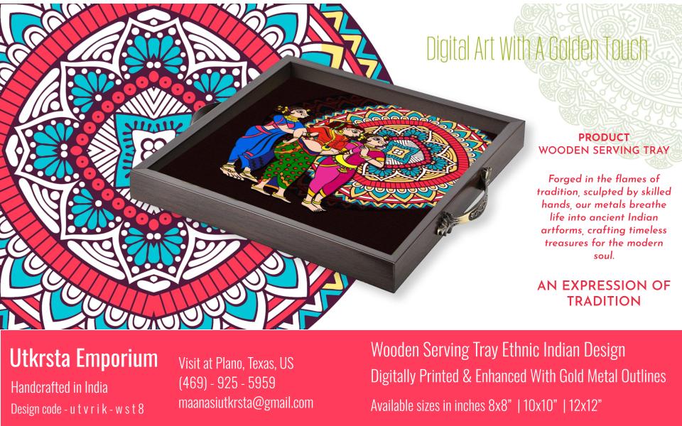 Wooden Tray Green Digital Print