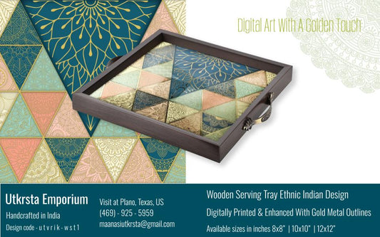 Wooden Tray Green Digital Print